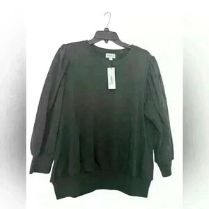 The Drop Black XL Puff Sleeve Sweatshirt Top New with Tags